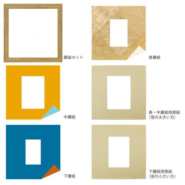 画像4: L版写真 三角形 古紙風×小紋 Y (4)