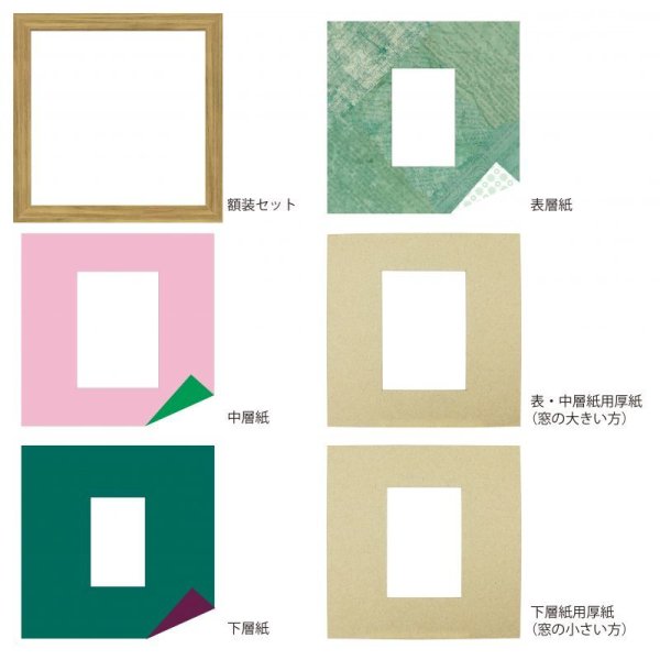 画像4: L版写真 円形 古紙風×小紋 G (4)